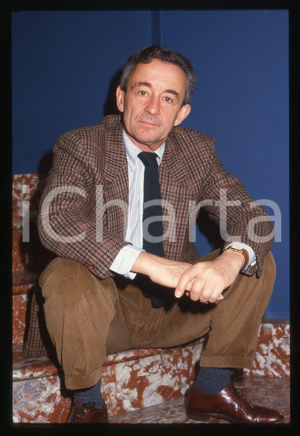 Fotografia d epoca originale 35mm vintage slide 1985 ca MILANO Louis MALLE alla Terrazza Martini Ritratto 3 1