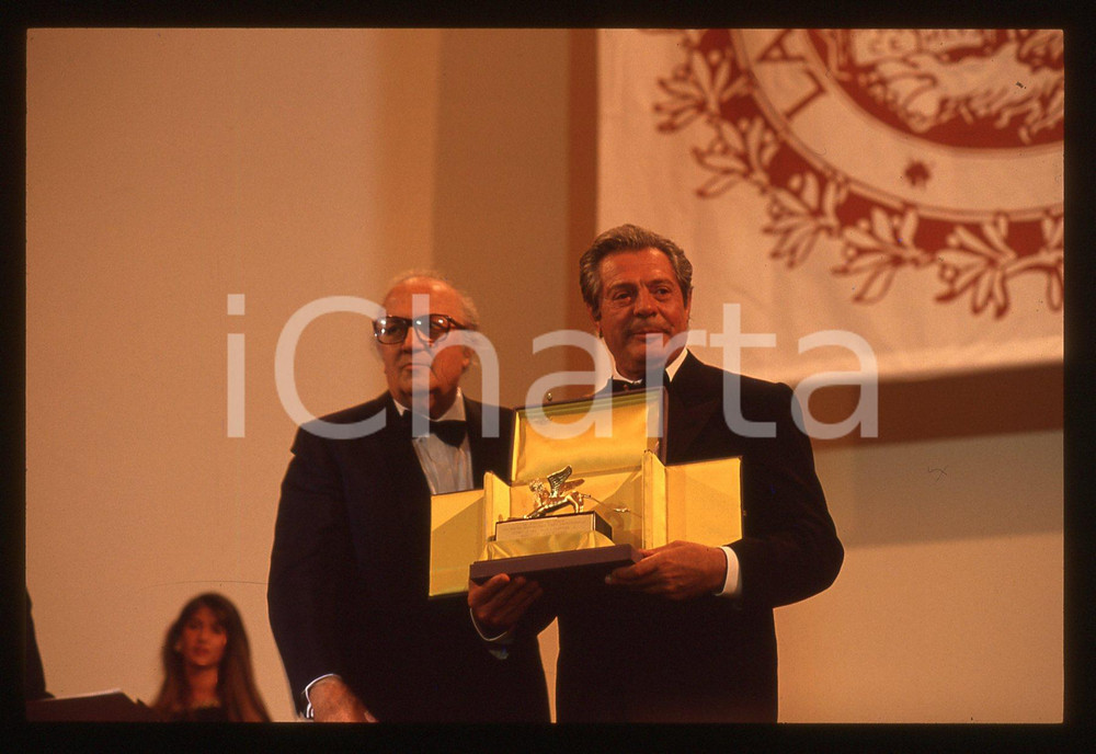 Fotografia d epoca originale 35mm vintage slide 1990 VENEZIA Federico FELLINI Marcello MASTROIANNI 1 1