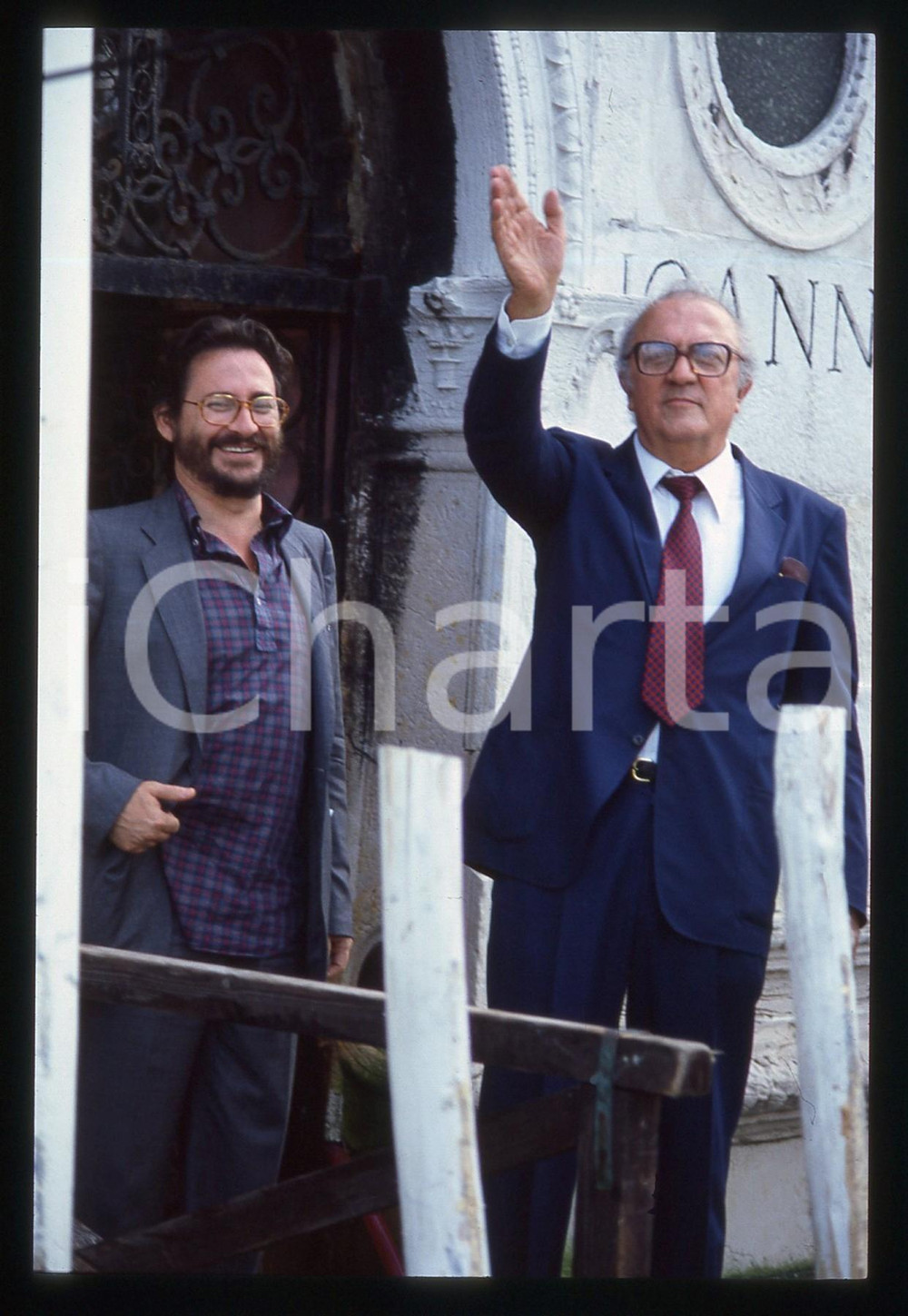 35mm vintage slide* 1983 VENEZIA Federico FELLINI Renzo ROSSELLINI Ritratto (1)