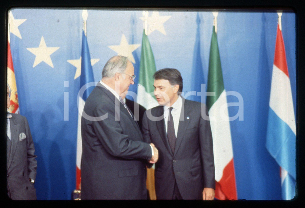 35mm vintage slide* 1989 MADRID Helmut KOHL Felipe GONZÀLEZ al Consiglio CEE (1)