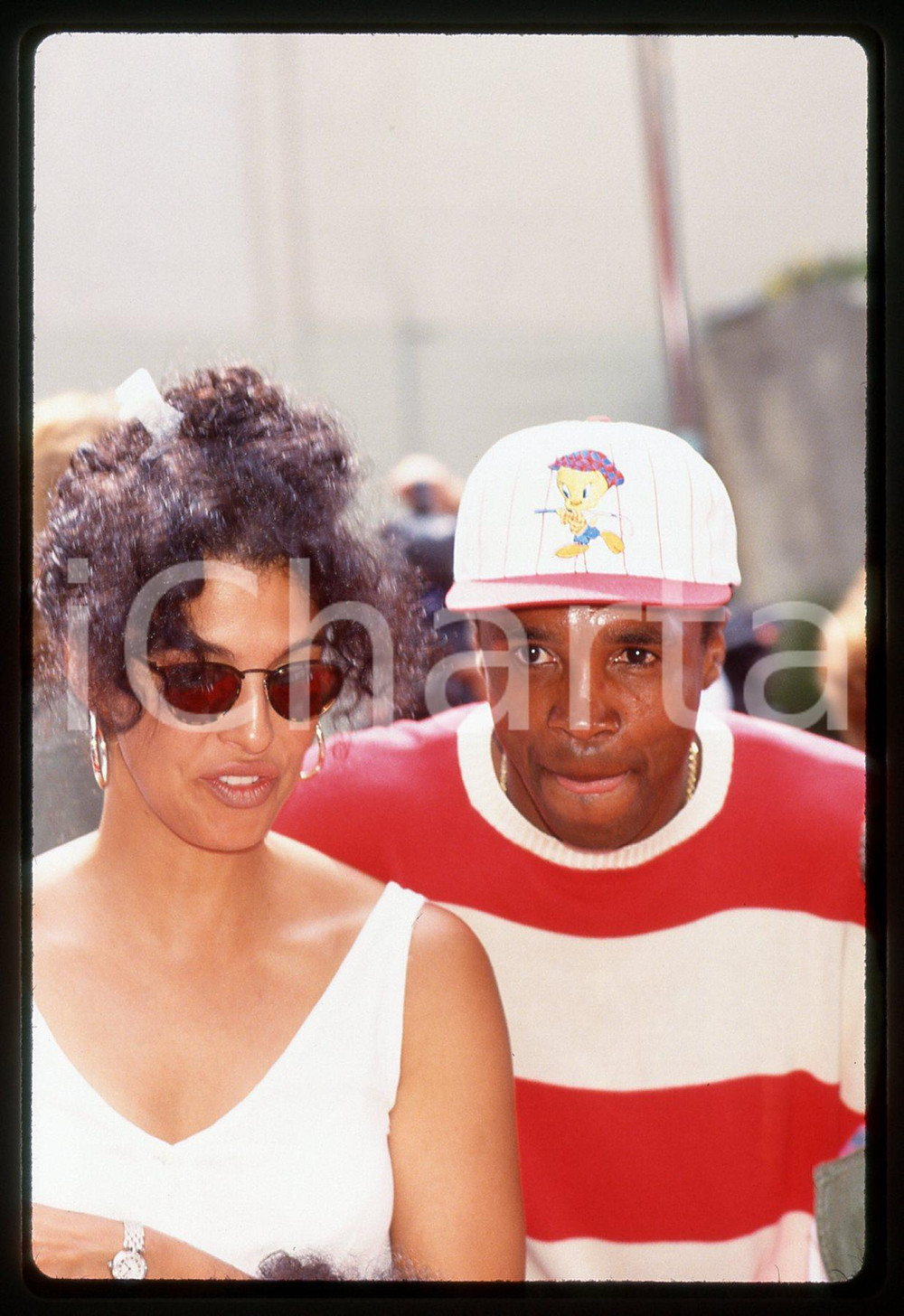 Fotografia d epoca originale 35mm vintage slide 1995ca BOXE Sugar Ray LEONARD con Bernadette ROBI 13 1