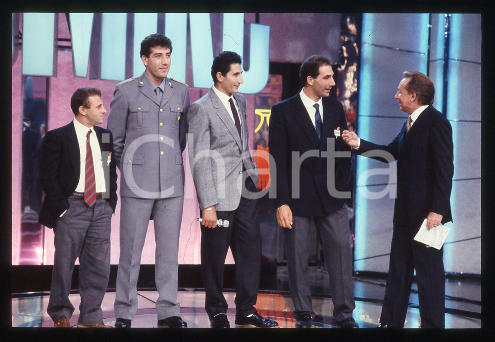 35mm vintage slide* 1990 ca ITALIA Carmine e Giuseppe ABBAGNALE Mike BONGIORNO