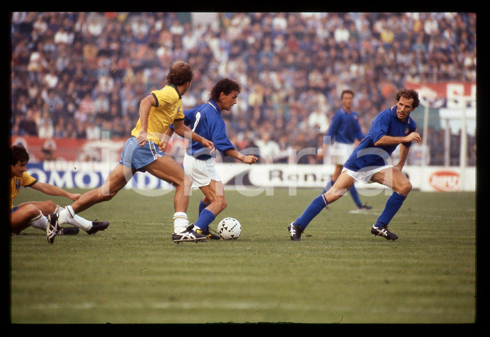 35mm vintage slide* 1989 BOLOGNA ITALIA BRASILE 0-1-Roberto BAGGIO Franco BARESI