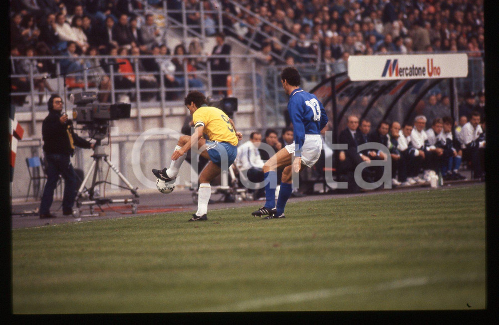 35mm vintage slide* 1989 BOLOGNA ITALIA vs BRASILE 0-1 - Ciro FERRARA e CARECA