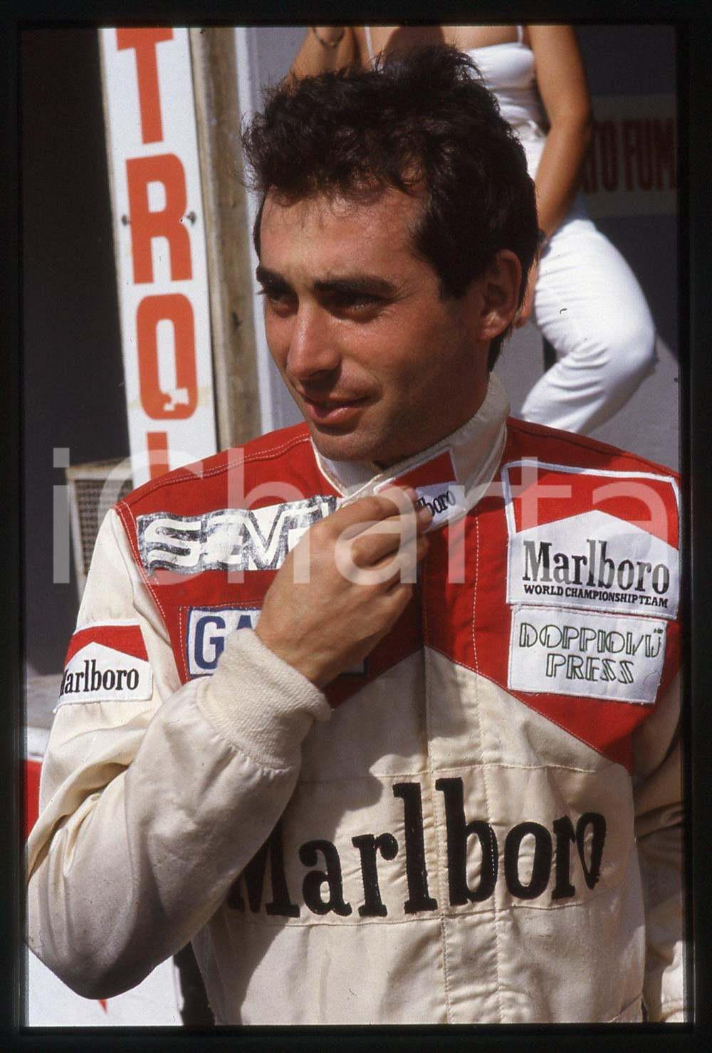 Fotografia d epoca originale 35mm vintage slide 1984 F3 GP SAN MARINO Juan Manuel FANGIO II  Ritratto 2 1