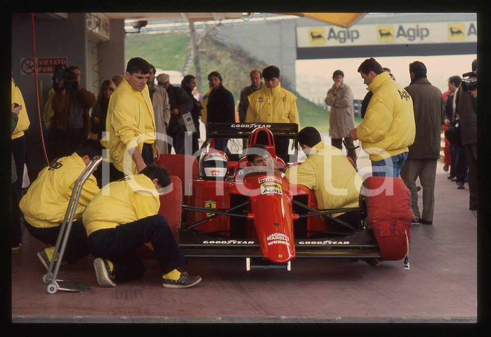 35mm vintage slide* 1990 FIORANO Test invernali Jean ALESI su FERRARI 641 F1