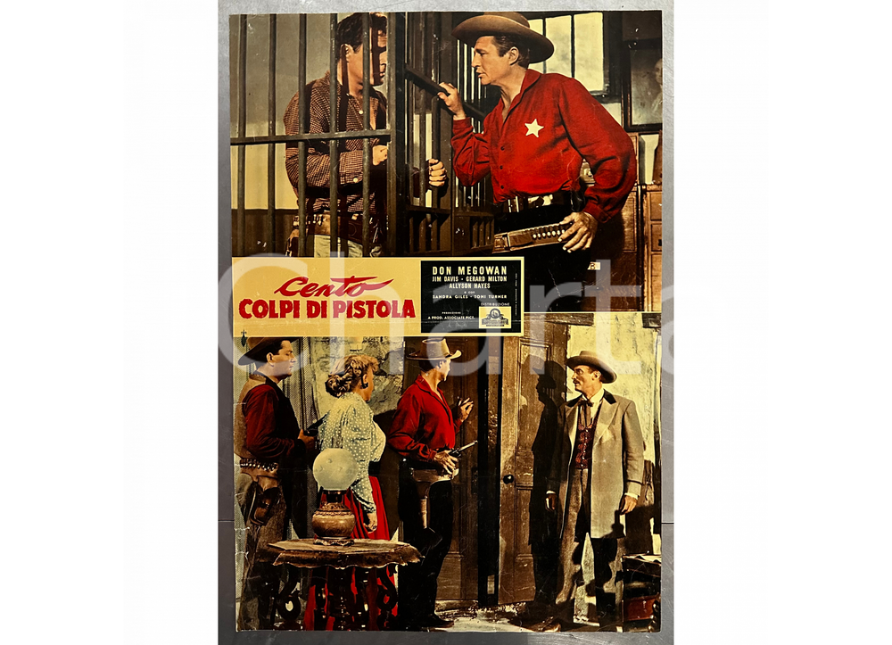 1958 CENTO COLPI DI PISTOLA Don MEGOWAN Jim DAVIS Lobby card WESTERN (2)