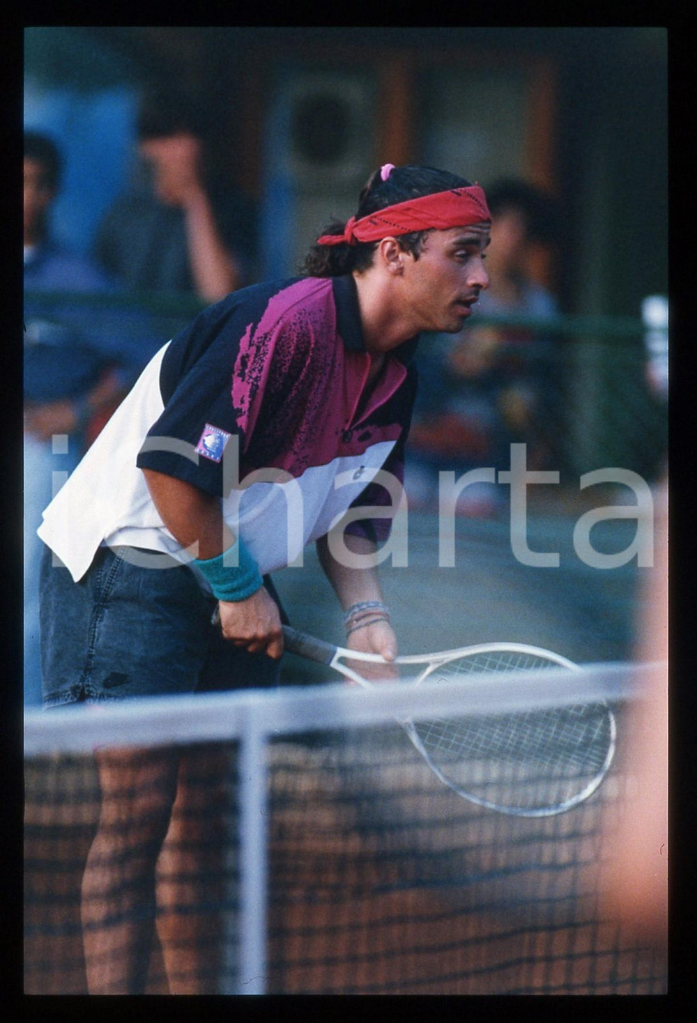 35mm vintage slide* 1995 ca FORTE DEI MARMI Eros RAMAZZOTTI gioca a tennis