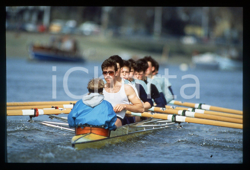 35mm vintage slide* 1985 LONDON THE BOAT RACE Cambridge Crew training on THAMES