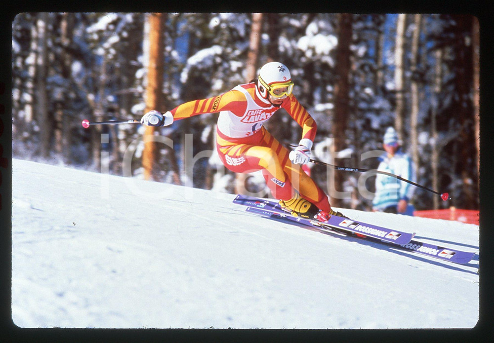 35mm vintage slide* 1989 VAIL Mondiali SCI ALPINO - Maria WALLISER nel SUPER G