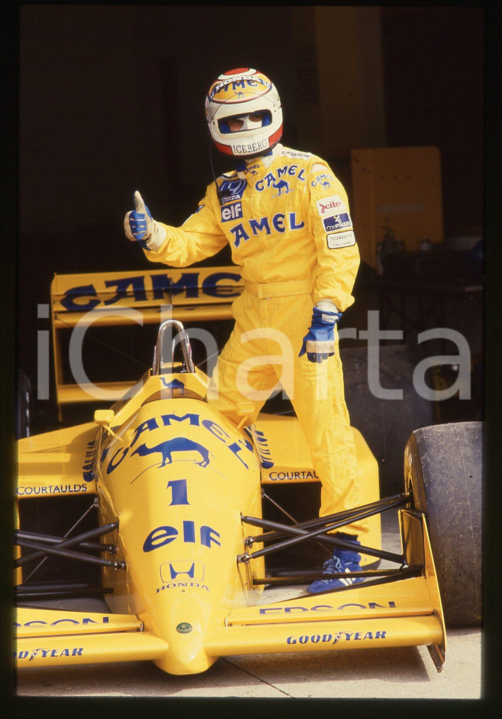 35mm vintage slide* 1988 Nelson PIQUET su LOTUS 100T - Ritratto del pilota (5)