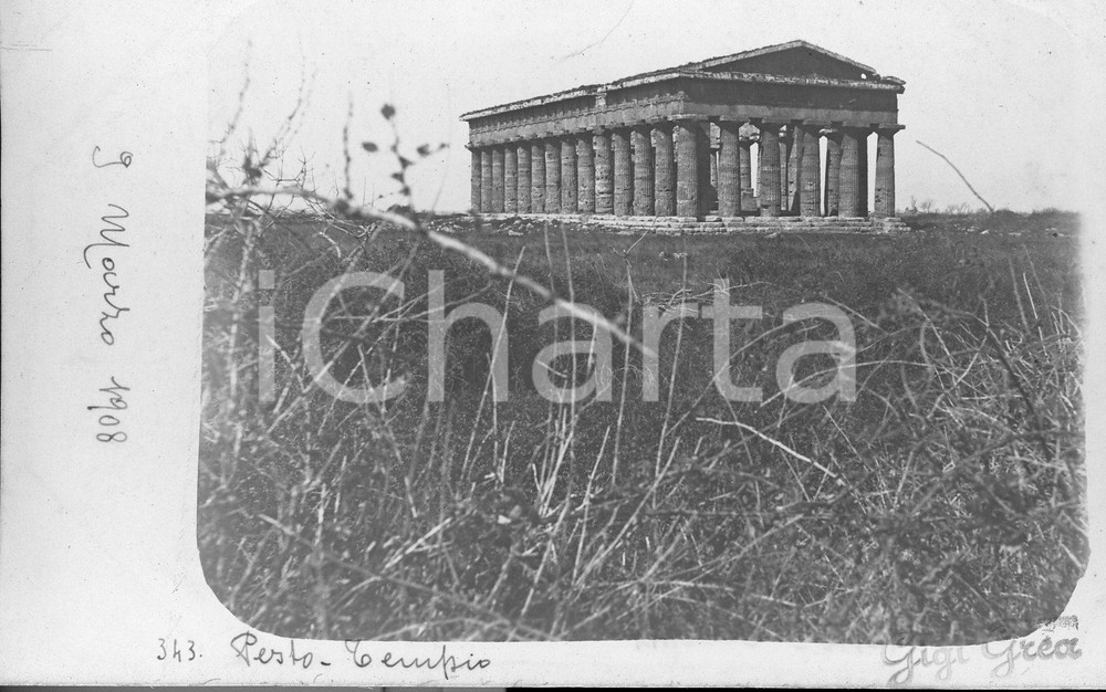 1908 PAESTUM Veduta dei templi *** Fotocartolina