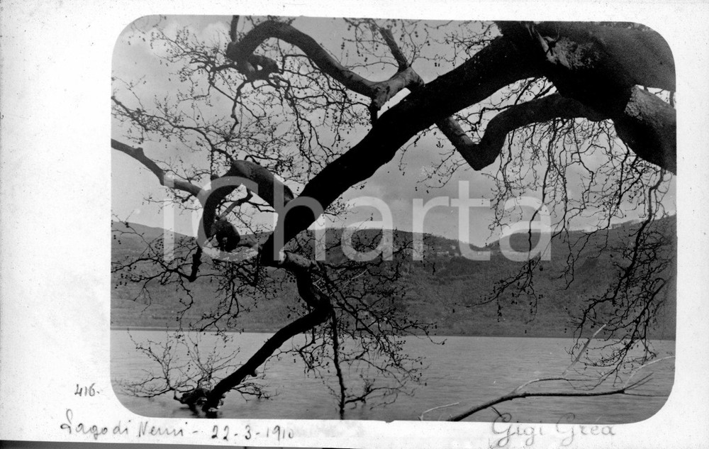 Fotografia d epoca originale 1910 LAGO DI NEMI Scorcio panoramico Fotocartolina 1