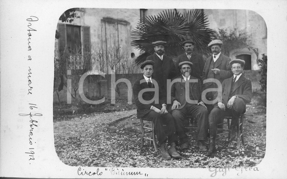 Fotografia d epoca originale 1912 ORTONA Gli amici del circolo  Fotocartolina 1