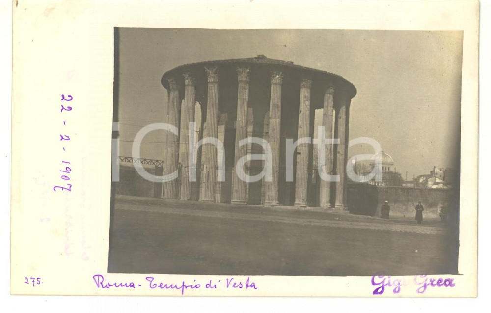 1907 ROMA Veduta del Tempio di Vesta *Fotocartolina VINTAGE