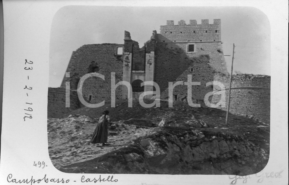 Fotografia d epoca originale 1912 CAMPOBASSO Il Castello Monforte Fotocartolina 1