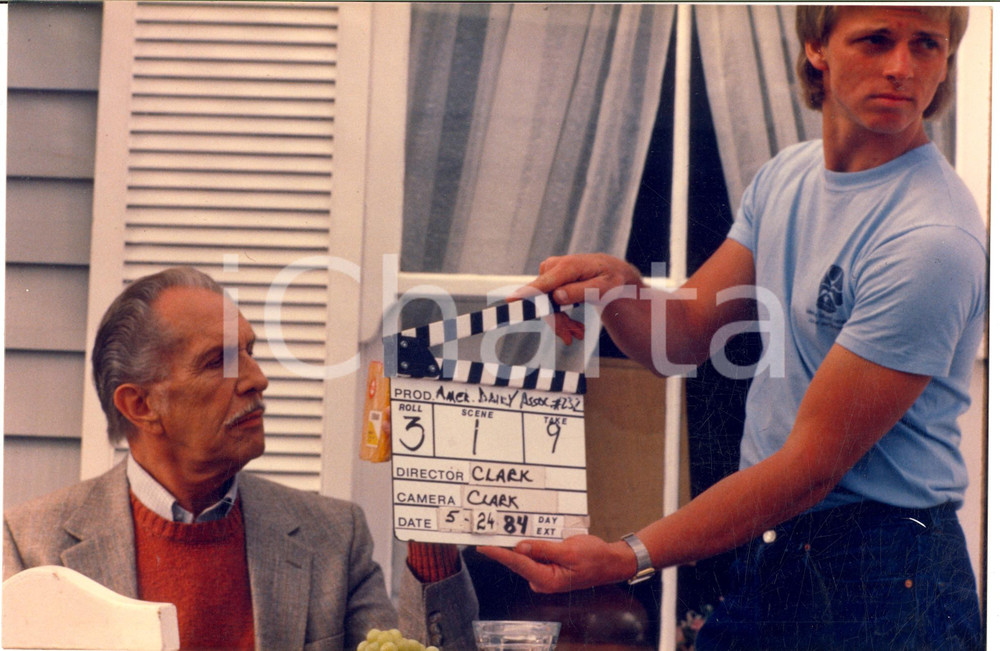 1984 USA Actor Vincent PRICE shooting a milk commercial - Photo 30x20 cm