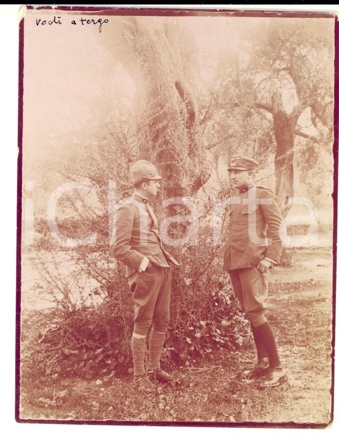 Fotografia d epoca originale 1917 WW1 VALONA ALBANIA Ufficiali italiani tra gli ulivi Foto DANNEGGIATA 1