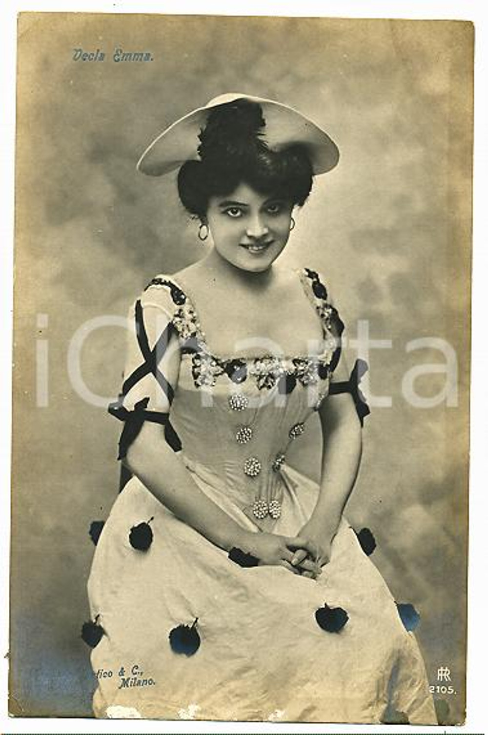 1910 ca TEATRO Emma DECLA Ritratto dell'attrice *Cartolina FP NV