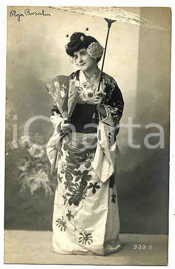 1905 ca MUSICA Olga ROSALIN in costume da geisha - Ritratto *Cartolina FP NV