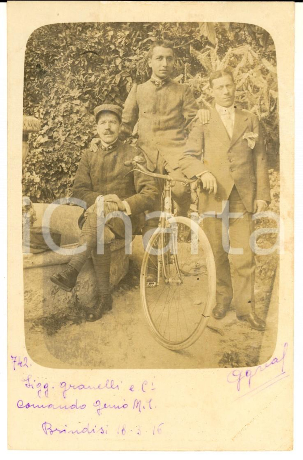 1916 WW1 BRINDISI 23^ Compagnia M.T. GENIO - Ufficiali al Comando *Fotocartolina