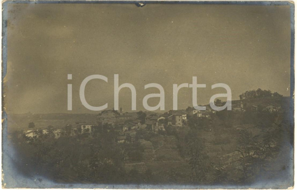 Fotografia d epoca originale 1909 AREA DI ALESSANDRIA Veduta panoramica di un paese  Foto cartolina 1