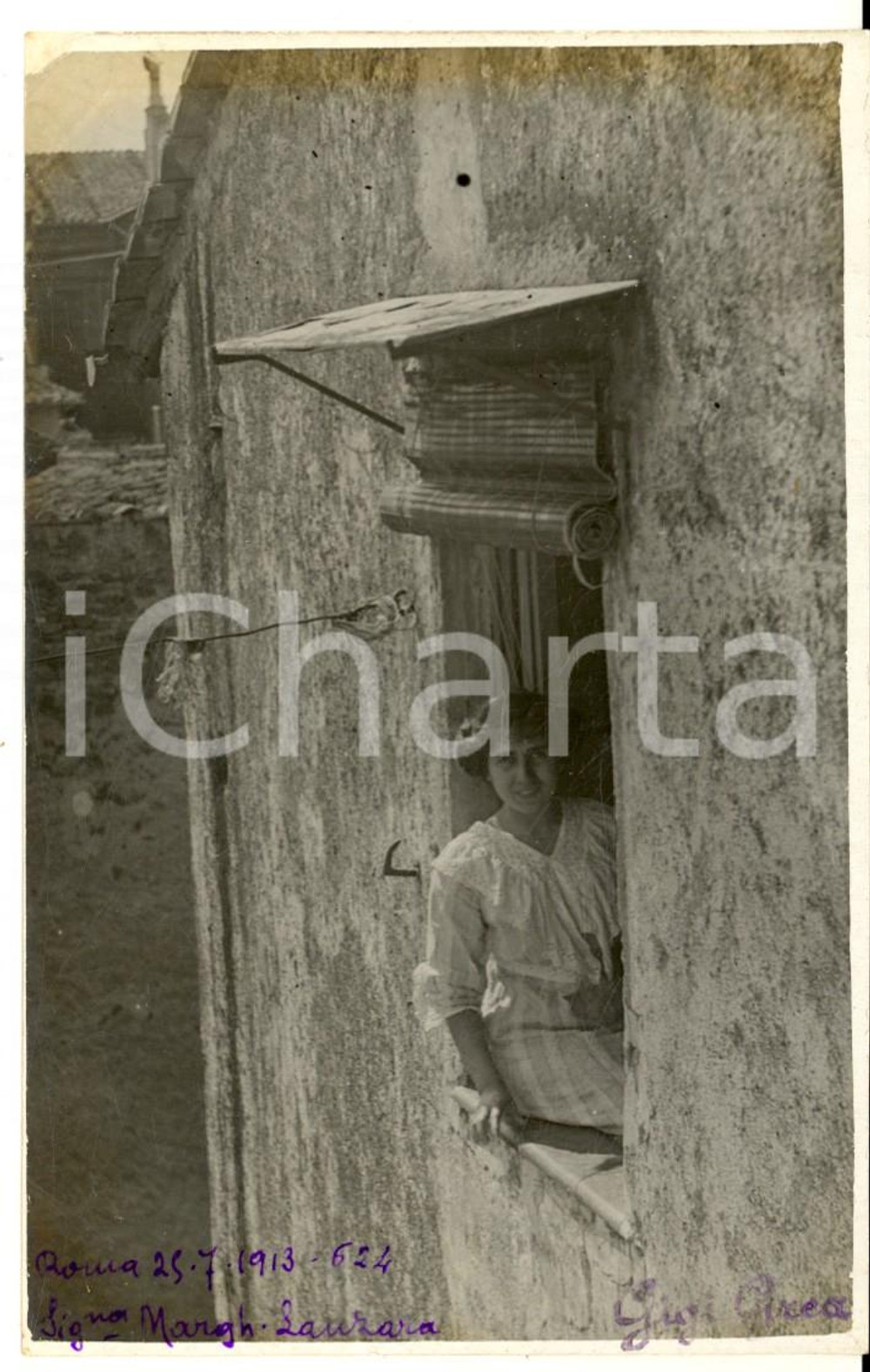 1913 AREA DI ROMA Ritratto di Margherita LANZARA alla finestra - Foto ARTISTICA