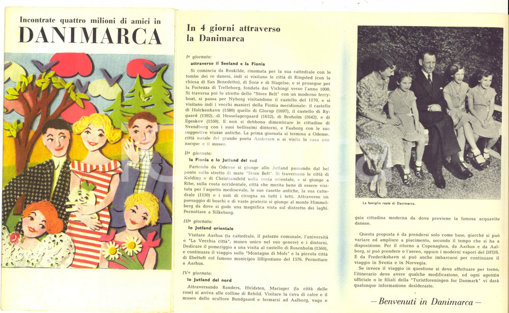 1956 DANIMARCA Viaggio in 4 giorni - Brochure Illustrata VINTAGE Italiano