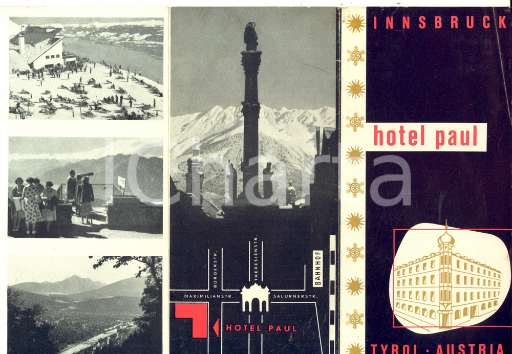 1955 ca INNSBRUCK (AUSTRIA) Hotel PAUL - Pieghevole ILLSUTRATO VINTAGE