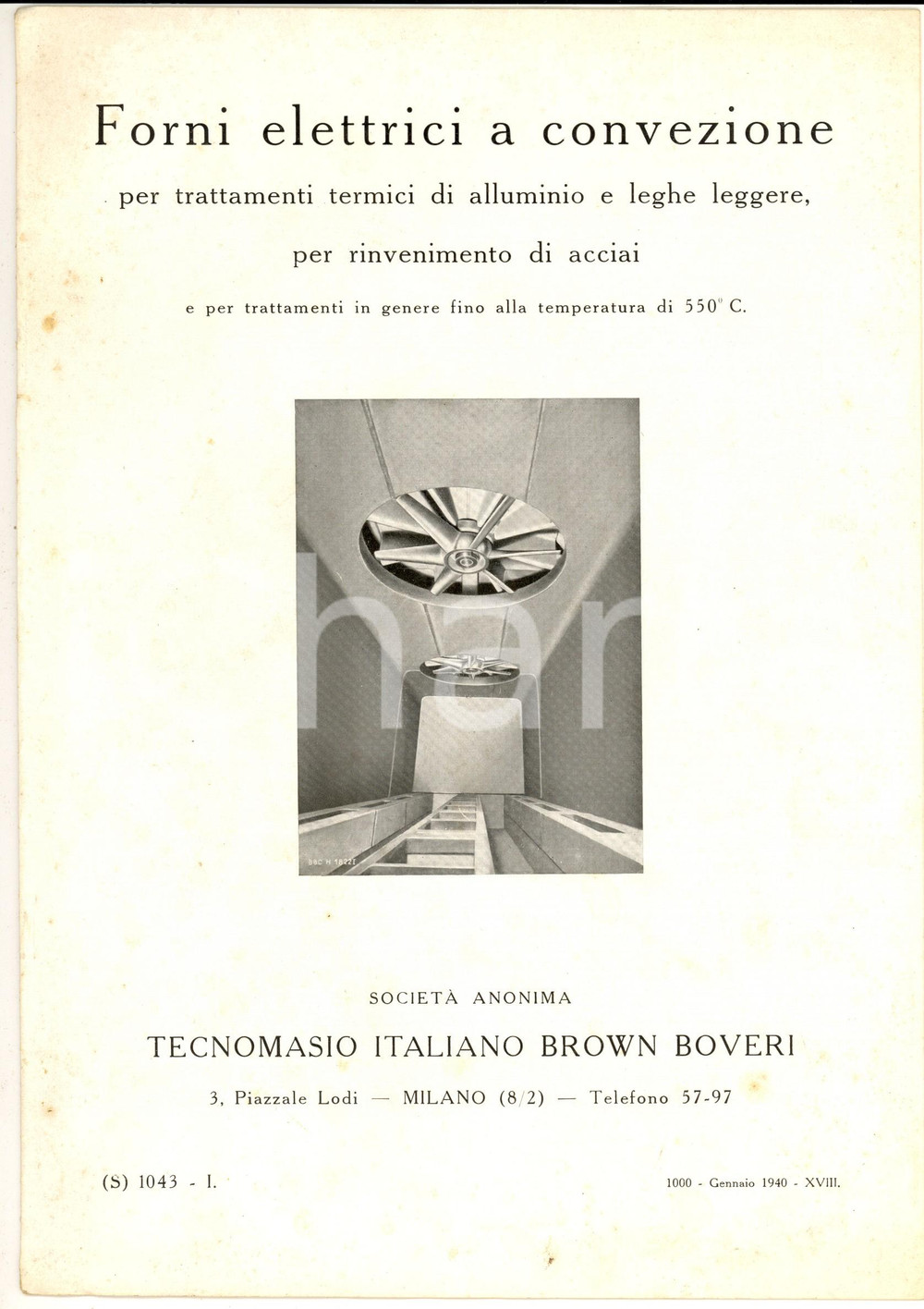 1940 MILANO Tecnomasio Italiano BROWN BOVERI Forni elettrici - Pieghevole