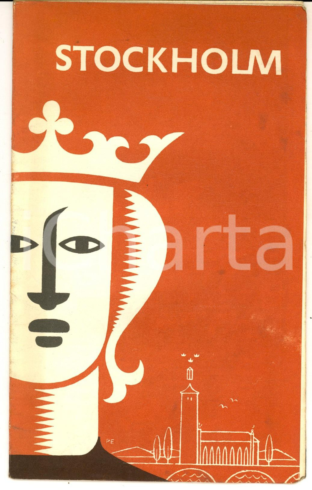 1952 STOCKHOLM (SWEDEN) Pieghevole VINTAGE ILLUSTRATO con mappa