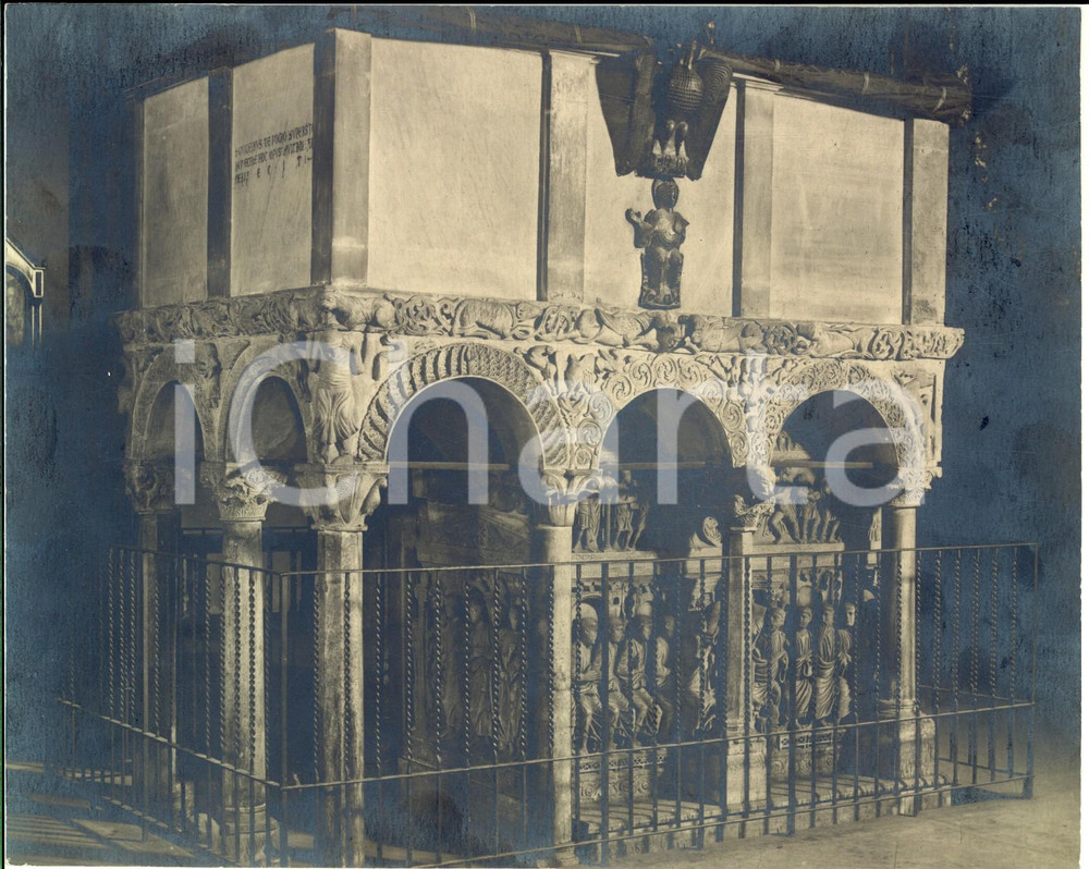 Fotografia d epoca originale 1935 ca MILANO Basilica di SANT AMBROGIO  Pulpito sec. IX Foto ALINARI 21x17 1