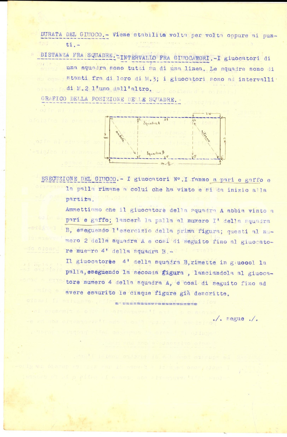 Documento originale, autentico 1928 CESENA Scuole medie maschili  Giuoco della palla lanciata Regolamento 1
