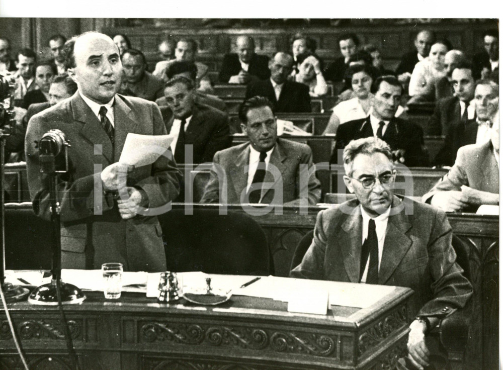Fotografia d epoca originale 1956 BUDAPEST Prima seduta nuovo Parlamento  Erno GERO con AndrÃ¡s HEGEDUS Foto 1