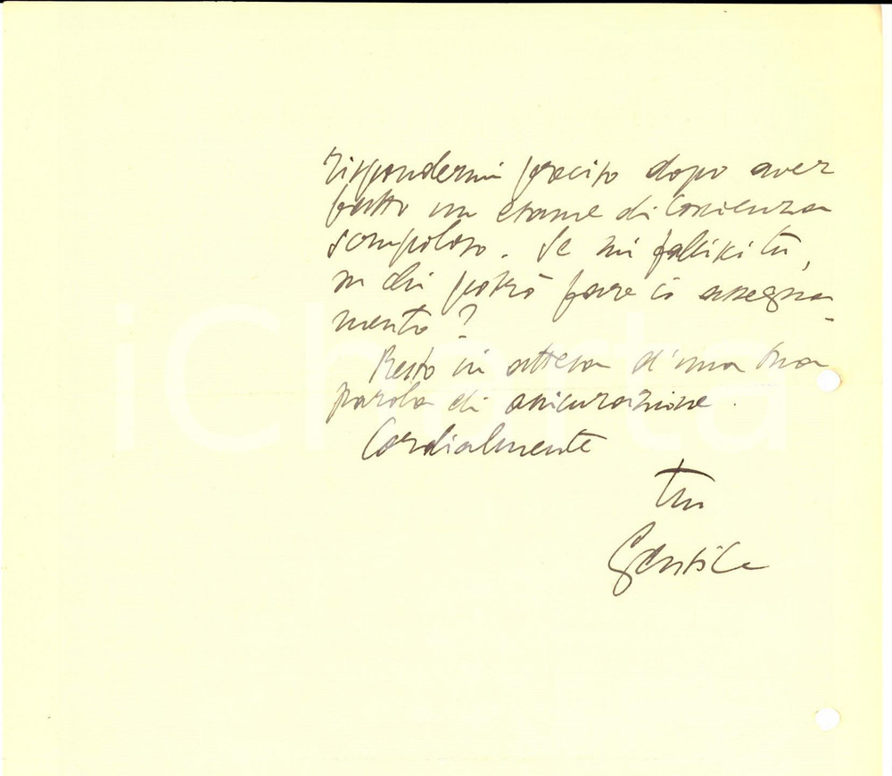 1942 ROMA Giovanni GENTILE sui collaboratori Enciclopedia TRECCANI - AUTOGRAFO