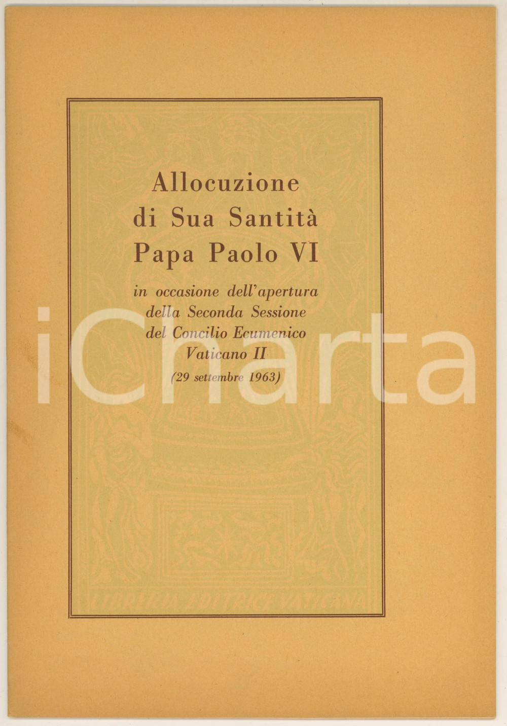 1963 Papa PAOLO VI Allocuzione apertura Seconda Sessione Concilio Vaticano II