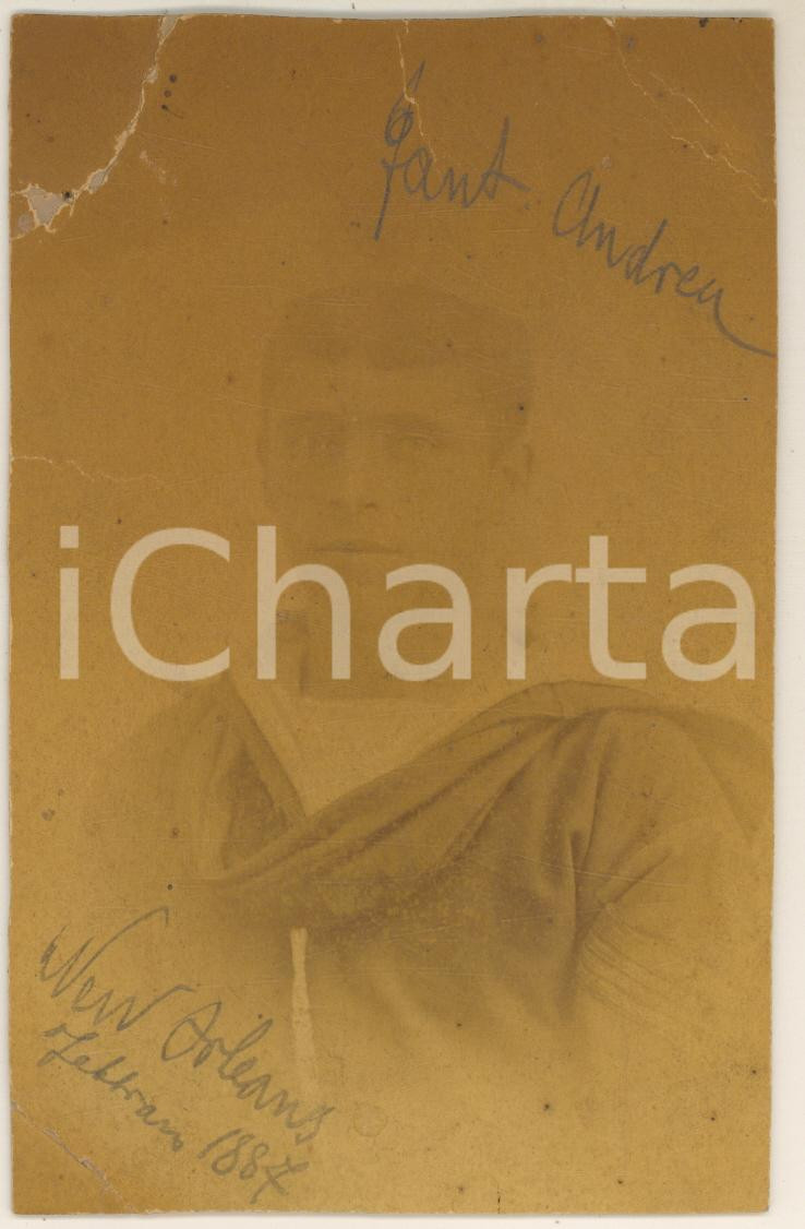 Fotografia d epoca originale 1887 NEW ORLEANS Ritratto di Andrea FANT in divisa da marinaio Foto DANNEGGIATA 1