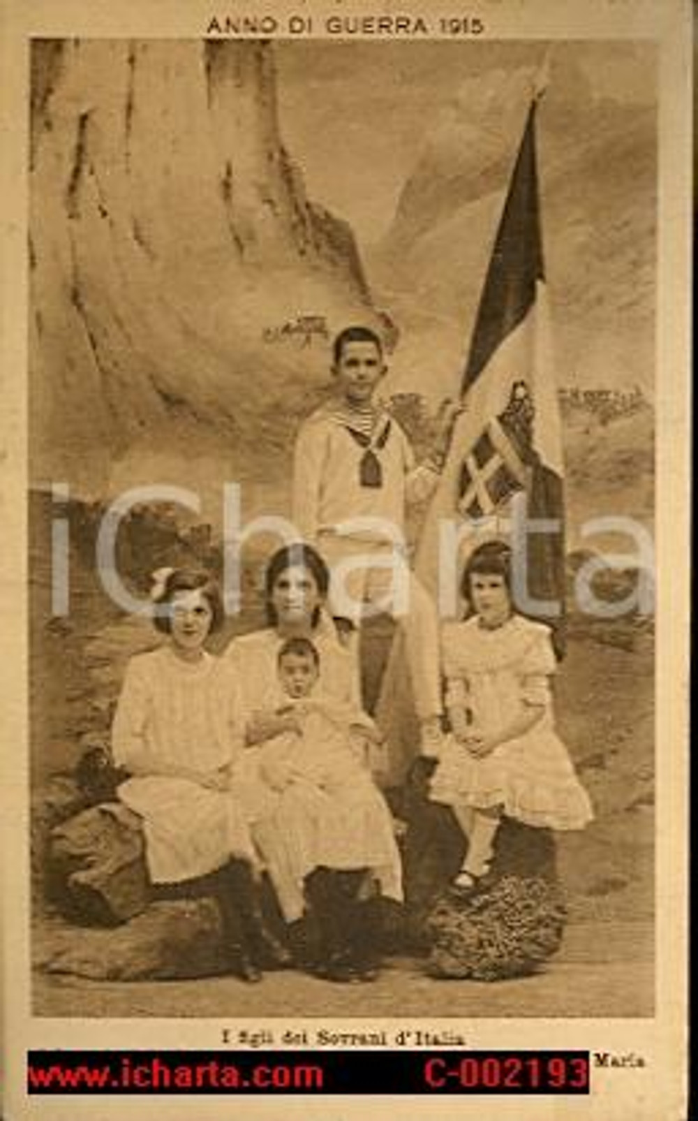 Cartolina originale da collezione 1915 RITRATTI SAVOIA Figli dei Sovrani MARINAI D'ITALIA ^Cartolina 1