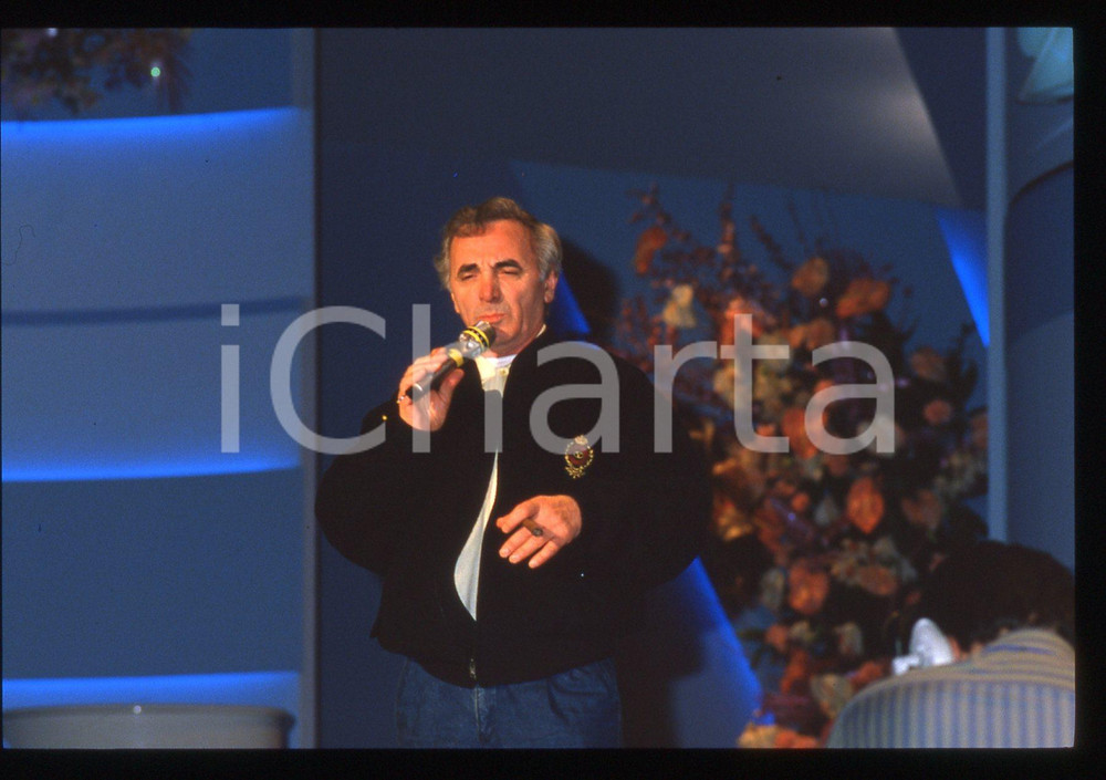 35mm vintage slide* 1989 FESTIVAL DI SANREMO Charles AZNAVOUR durante le prove 2