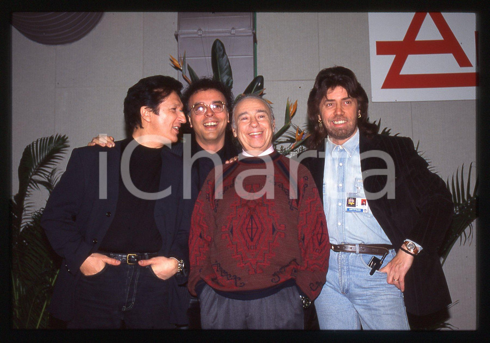 Fotografia d epoca originale 35mm vintage slide 1996 SANREMO Umberto BINDI Nico DI PALO dei NEW TROLLS 2 1
