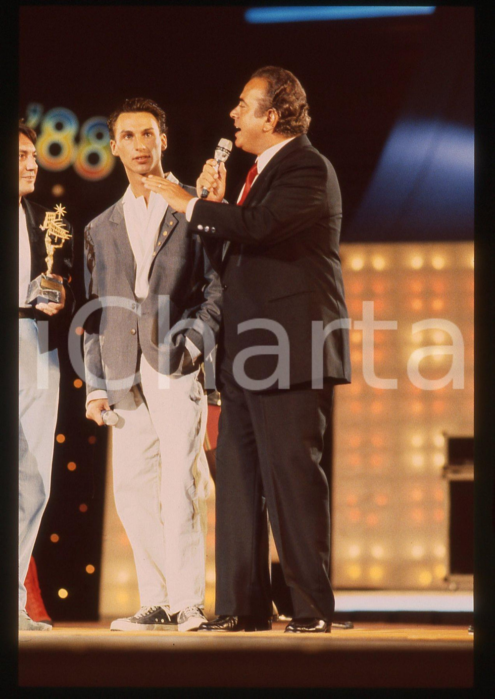 35mm vintage slide* 1988 FESTIVALBAR Vittorio e Andrea SALVETTI sul palco (4)