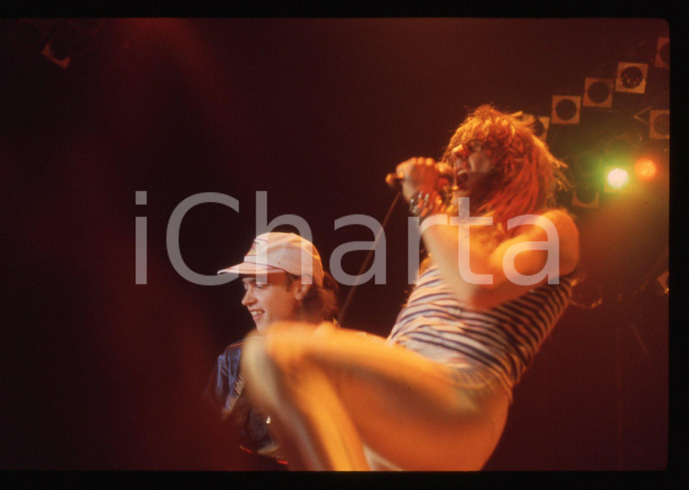 Fotografia d epoca originale 35mm vintage slide 1981 Milano Biff BYFORD dei SAXON al Palalido 6 1