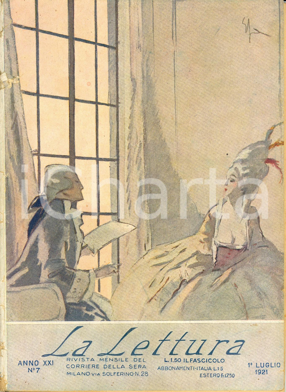 Giornale, rivista storica 1921 LA LETTURA Carteggio inedito WAGNERMARIANI Rivista ILLUSTRATA Anno XXI n°7 1