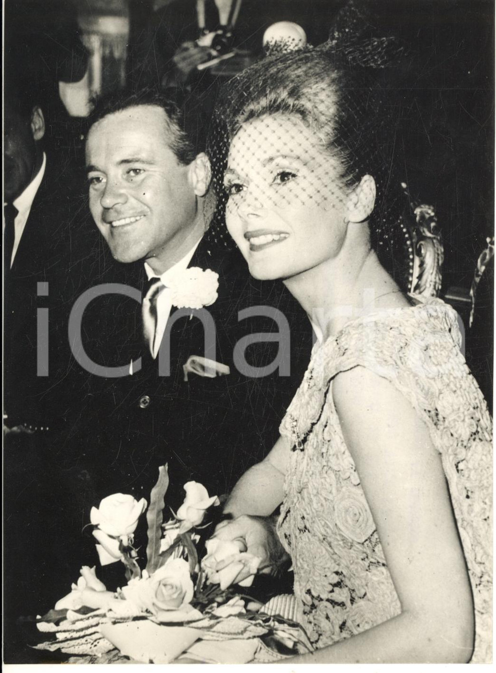 1962 PARIS Nozze Jack LEMMON - Felicia FARR - Gli sposi - Foto 13x18 cm