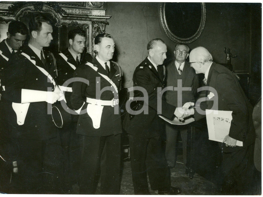 1954 TORINO Sindaco Amedeo PEYRON accoglie vigili parigini in visita ufficiale