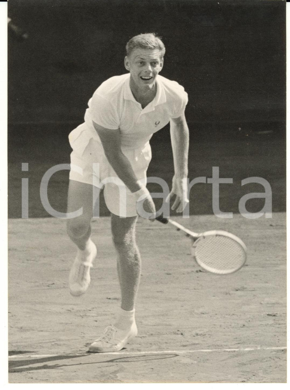 1957 MILANO TENNIS - COPPA DAVIS ITALIA SVEZIA 3-1 Ulf SCHMIDT in campo *Foto