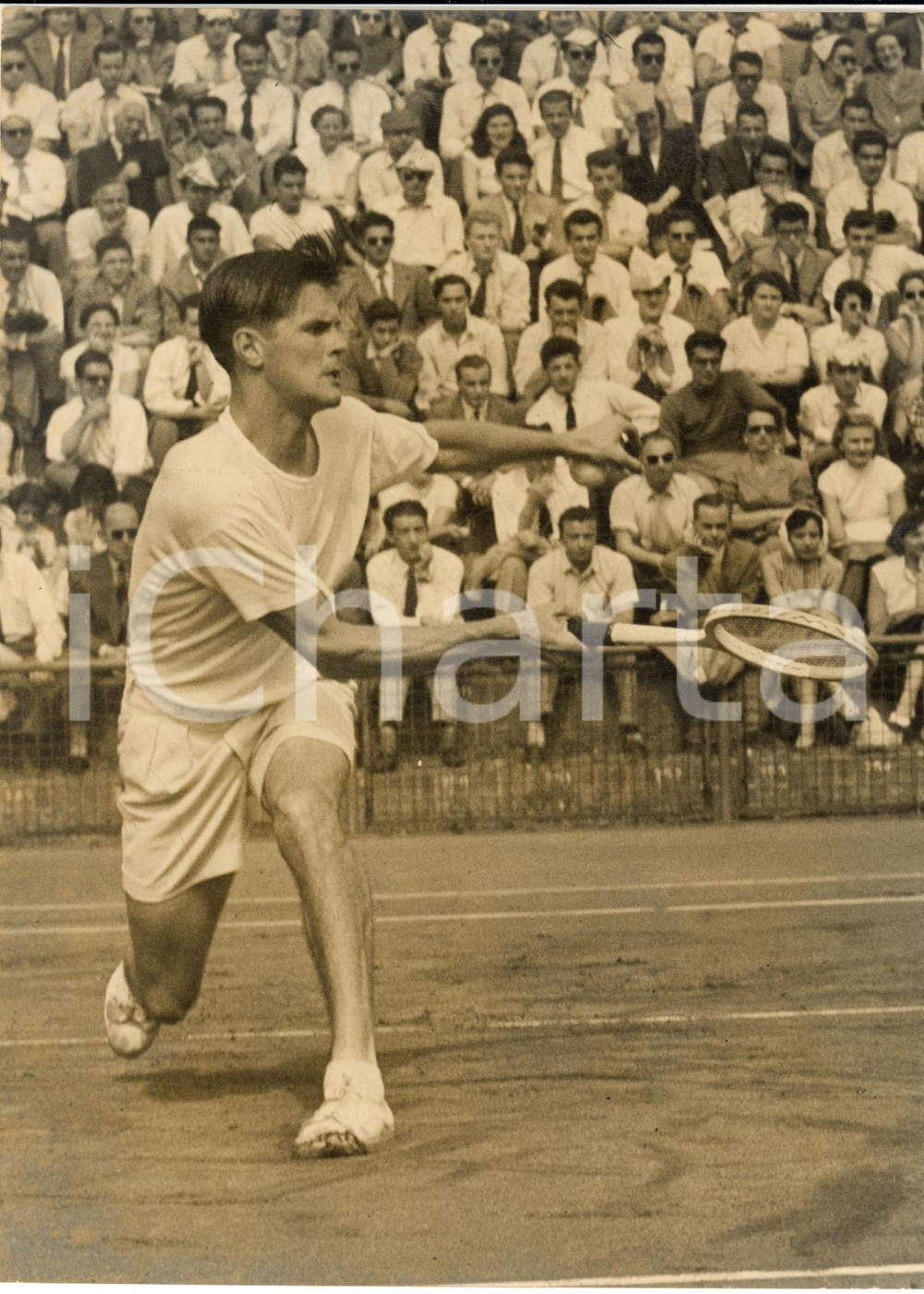 1953 TORINO TENNIS COPPA DAVIS Quarti di finale - Sven DAVIDSON in azione