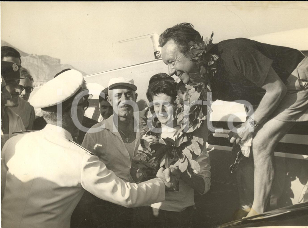 1957 PALERMO 9° Giro Aereo di Sicilia - Il vincitore Robert GOEMANS *Foto 18x13