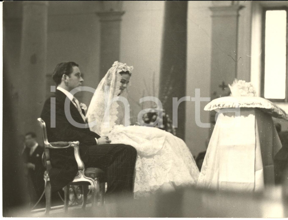 1955 ROMA Nozze Maria Carmela ATTOLICO - Visconte di HAMBLEDEN *Foto 18x13 Fotografia d'epoca con didascalia coeva.  CONDIZIONI: G  FORMATO: 18x13  cm    originale e autentica 1