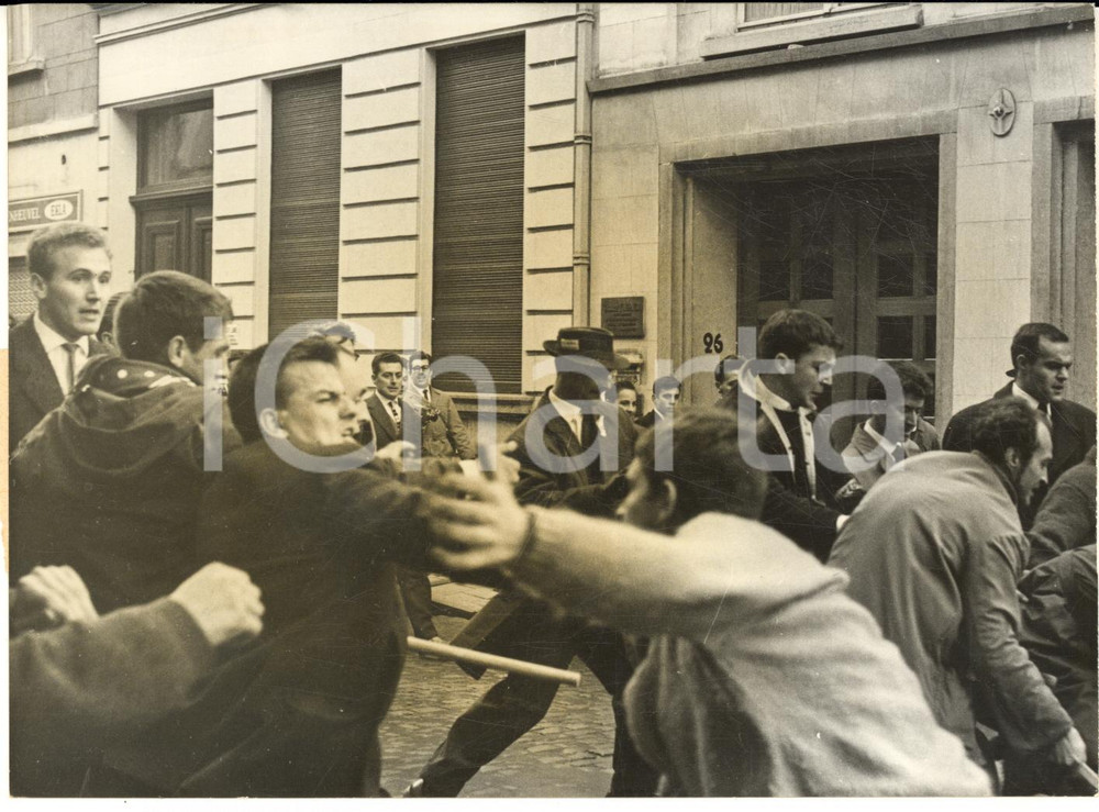 1961 BRUXELLES Manifestation des flamands contre la "francisation" Photo 18x13